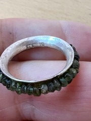 VINTAGE DESIGNER ROUGH GREEN TOURMALINE ETERNITY SPINNER BAND RING 925 STERLING