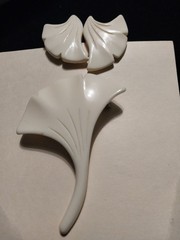 Vintage Acrylic Earring & Brooch Set, Ginkgo Leaf Jewelry, Screw back Earrings