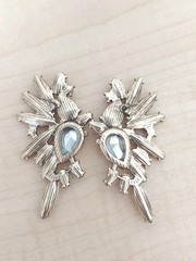 Yellow, Champagne, Clear Rhinestone Earrings / Very Good Condition / 2 In Length