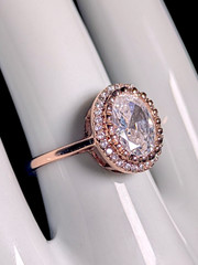 Vintage Inspired Simulated Diamond Solitaire with Simulated Diamond Halo with As