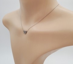 VTG 925 FAS Butterfly Necklace 16in Adjustable Sterling Silver Choker Thailand