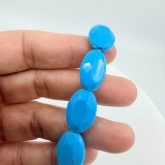 Vintage Chunky Sky Blue Faceted Oval Acrylic Bead Stretch Bracelet
