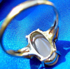 Original EARTH MINED OPAL DIAMOND Deco Engagement Ring SOLID 14K GOLD Solitaire