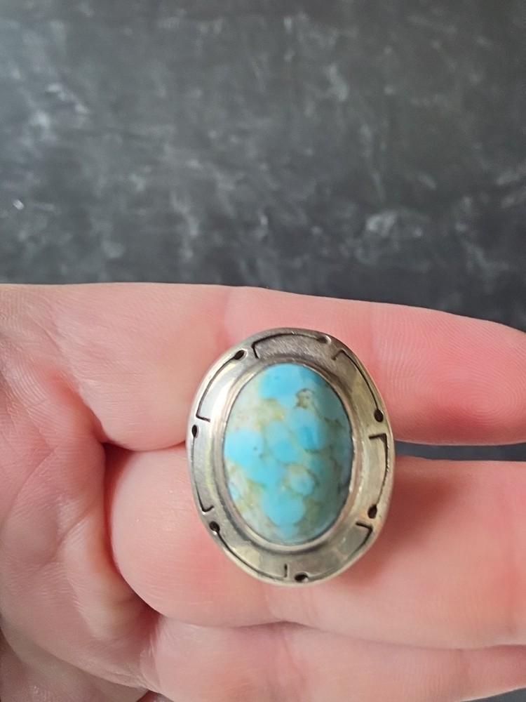 Mexican 925 Sterling Silver Turquoise Ring SIZE US 8.75 Vintage READ Description