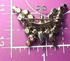 Juliana DeLizza and Elster verified pink rhinestone vintage butterfly brooch