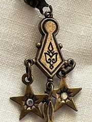 Bronze-Toned Antique-Style Chandelier Dangle Earrings, Stars, Rabbit in Hat 2.5″