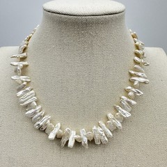 Vtg Pippa Baroque Stick Pearl Necklace Sterling Silver 18 Inch Artisan Statement