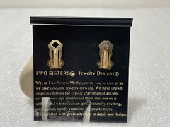Vintage Two Sisters Handcrafted Gold Tone Art Deco Clip On Earrings ~ Medici
