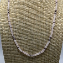 Sajen 925 Sterling Silver Necklace Rose Quartz Amethyst Beaded Accents Vintage