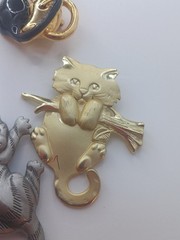 Vintage JJ Jonette & AJC Cat Lion Brooch Lot Pewter Gold Tone Novelty Pins