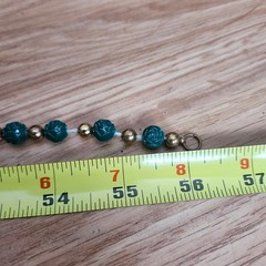 Vintage Green Carved Rose Plastic Bead Necklace Double Strand Gold Tone 56in