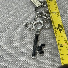 Vintage Juicy Couture Charm Necklace Silver Tone Key Heart Crown Enamel Tag