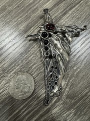 VINTAGE STERLING SILVER PORANS GARNET BROOCH V
