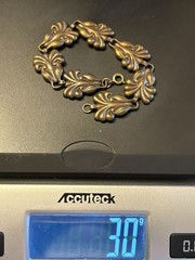 Vintage Art Nouveau revival 1950s-1960s Floral Leaf Motif Link Bracelet- Estate