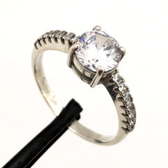 Vintage Elegant RING Silver 925 with Bright Stone -size: 8.5US (18.5mm)| UA #57