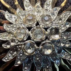 Art Deco Two Tone Rhinestone Starburst Brooch Missing Stones