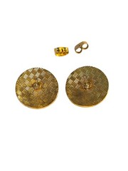 Vintage Women’s Gold Plated Black Coisonne Round Stud Earrings