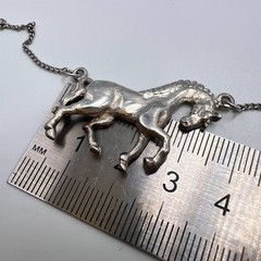 Vintage Soviet 916 Silver Chain Necklace Horse Pendant Women’s Jewelry USSR