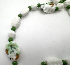 1/20th 12k Gold Vintage Czech twisted green and white glass bead necklace
