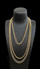 Vintage Multi-Strand Gold & Silver Tone Layered Necklace~1980s