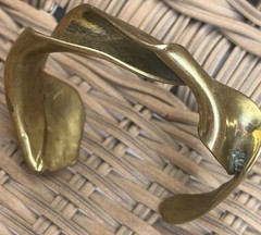 Vintage Modernist Brutalist Molten Sculpted Patina Bronze Thick Cuff Bracelet