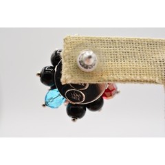 Vintage Cluster Pierced Earrings Crystal Beaded Multi-Color Chunky 1970s BinAR