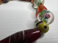 Vintage Art Glass Large Bead Stretchable Multicolored Bracelet