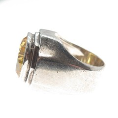 925 Sterling Silver Vintage Round-Cut Shaped Canary C Z Domed Ring Size 6.75