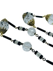 Antique Victorian / Art Deco Faceted Cut Quartz Crystal Bead Necklace 36” Long