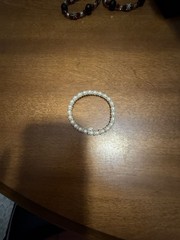 RMN Vintage Silver-Tone and Faux Pearl Stretch Bracelet