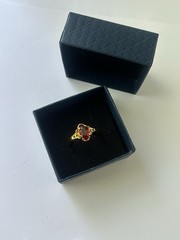 Vintage Red Cubic Zirconia Ring Gold Plated Womens Size 9.5