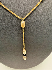 Vintage Krementz Faux Baroque Pearl & Black Bead Lariat Necklace with earrings