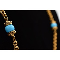 Accessocraft NYC Vintage Station Chain Necklace Turquoise Beaded Signed BinBE