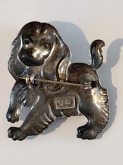 Vintage Cocker Spaniel Sterling Silver Pin by Lang 1 5/8″