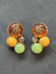 VINTAGE costume jewelry clip-on earrings, likely from the (circa 1950s–1960s)