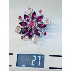 Pink Burst Crystal Star Brooch Pin KC Kenneth Cole Signed Silver Rare Designer
