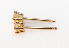 Natural Diamond 1/5ctw Petite Studs Round 14k Yellow Gold Earrings