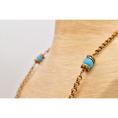 Accessocraft NYC Vintage Station Chain Necklace Turquoise Beaded Signed BinBE