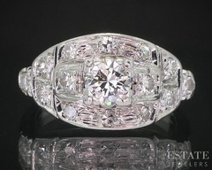 Antique 14k White Gold Natural .60ctw Diamond Engagement Ring 4.4g i20207