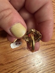 Vintage Red Adjustable Ring With Gold Tones
