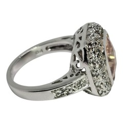 VINTAGE Premier Designs Natural Gemstone Dome Halo Ring Size 7 Hallmark Stamp