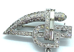 1930s PENNINO Sterling & Rhinestone Art Deco Lapel Brooch & Fob Watch