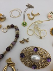 Vintage Gold Tone Costume Jewelry Lot Mixed Materials Wearable Hoops Enamel…