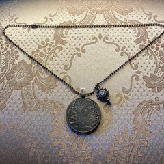 Rare Freemason Concho Charm Necklace with Dollar Coin and Cross Not specified U