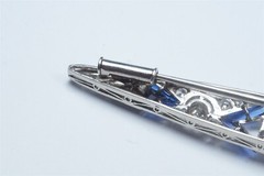 ANTIQUE ART DECO PLATINUM DIAMOND SAPPHIRE NAVETTE SHAPE BROOCH c1920