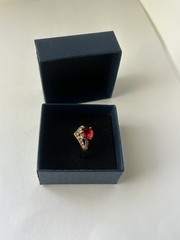 Vintage Red Cubic Zirconia Ring Gold Plated Womens Size 8.5