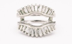 GIA TESTED 14K GOLD 0.81 CT NATURAL DIAMOND RING 27 BAGUETTE JACKET GUARD SZ 5½