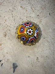 Vintage Venetian Millefiori Domed Round Button Clip-on Button Covers 5 Pcs