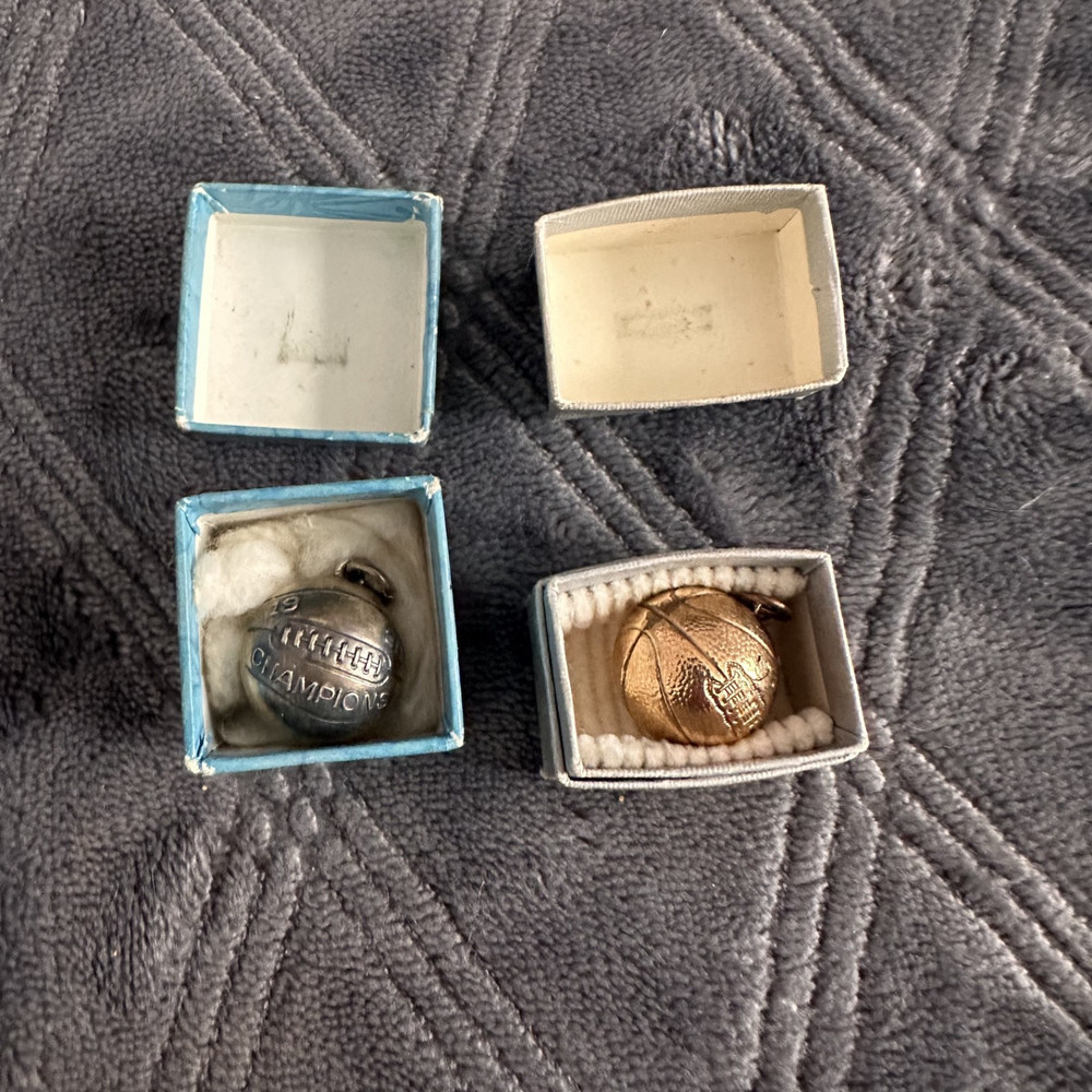 2 Vintage 1930’s Basketball Champions Charm Pendant Dated 1937 and 1939