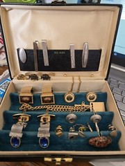Men’s Swank Jewelry Box With Cuff Links Tie Pins And Clips See Description